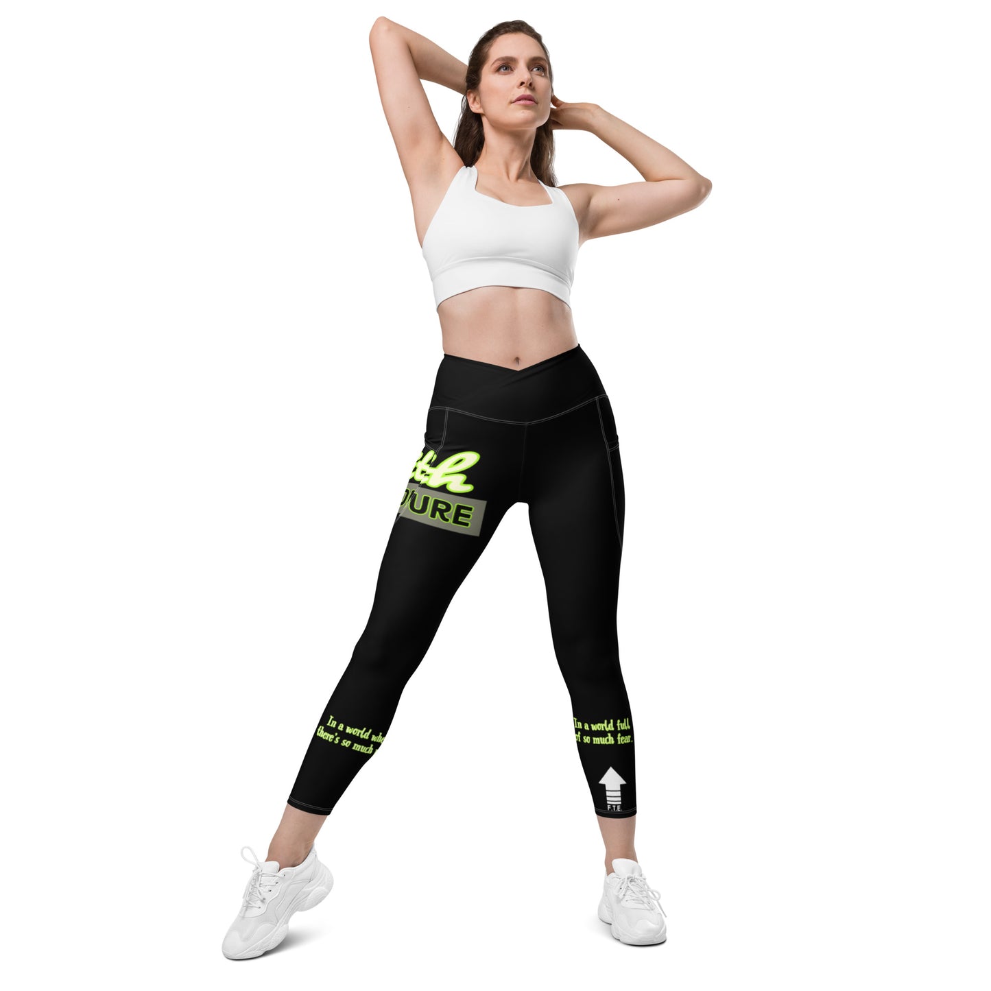 Black & Neon FTE Crossover leggings with pockets