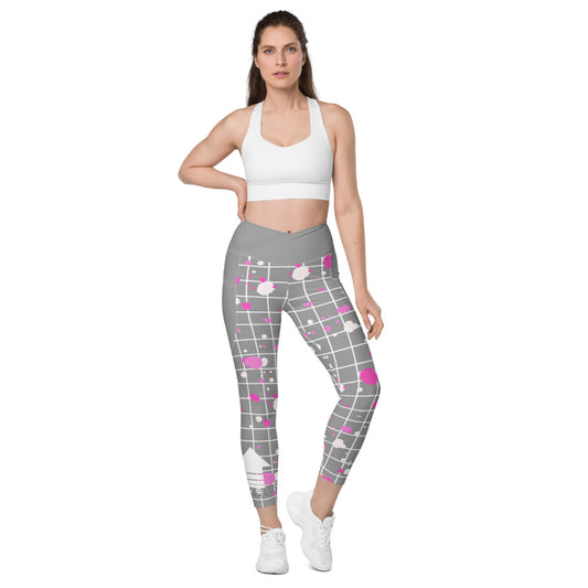 Faith to Endure Gray Print Crossover leggings with pockets