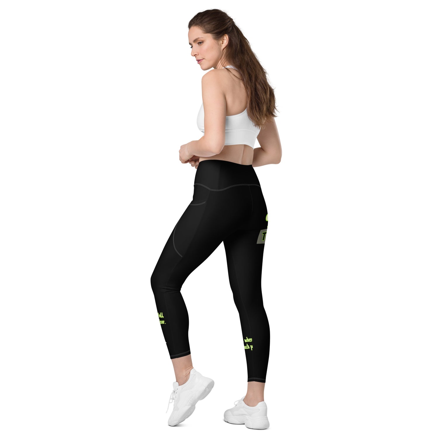 Black & Neon FTE Crossover leggings with pockets – Yellow Lite