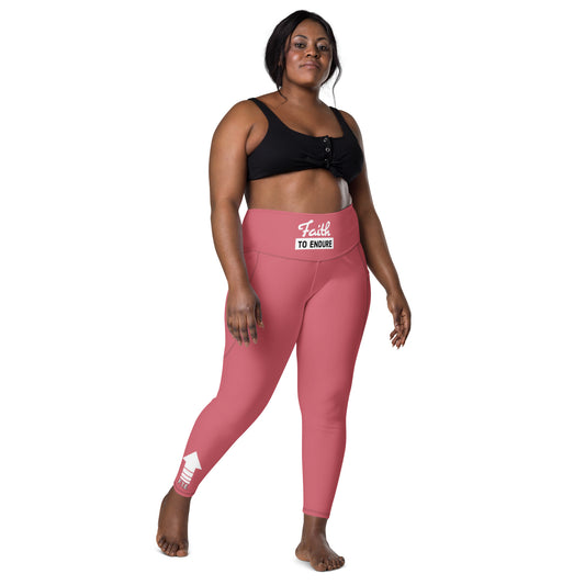 Pink Rose Faith To Endure Leggings with pockets