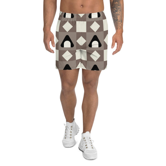 Tan color block Men's Athletic Long Shorts