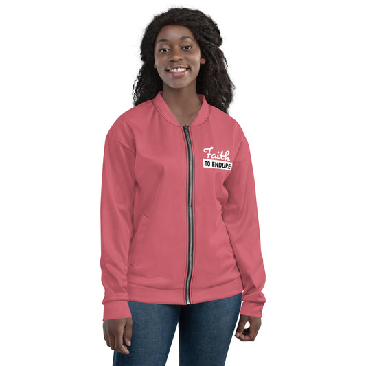 Pink Rose Faith to Endure Unisex Bomber Jacket