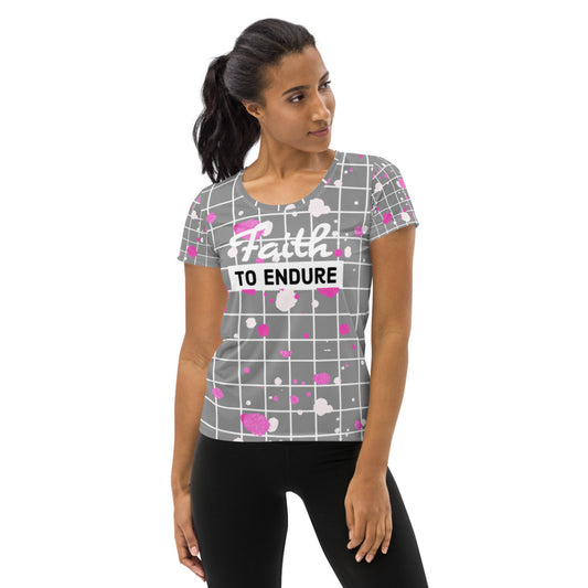 Faith to Endure Gray Print All-Over Print Women's Athletic T-shirt