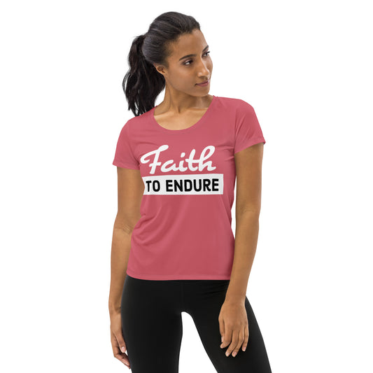 Pink Rose Faith to Endure All-Over Print Women's Athletic T-shirt