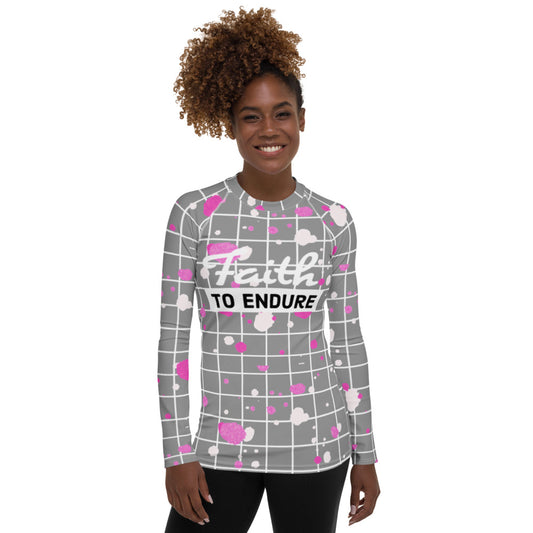 Faith to Endure Gray Print Women's Rash Guard